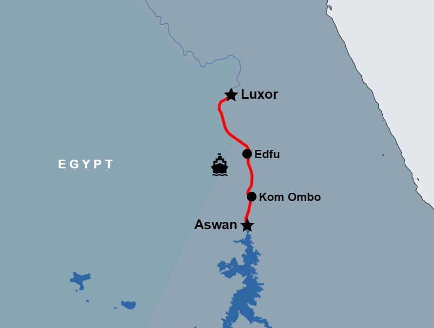 5 Day Merit Dahabiya Nile River Cruise Luxor to Aswan map 5 Day Merit Dahabiya Nile River Cruise Luxor to Aswan map