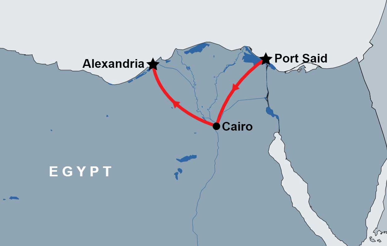 travel time from alexandria to cairo