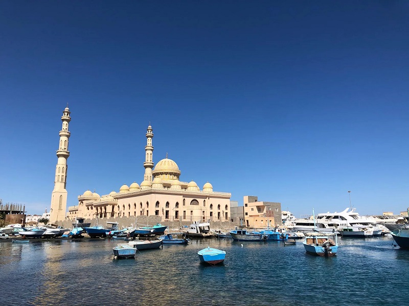 Hurghada Boats in the harbour on a sunny day in Hurghada